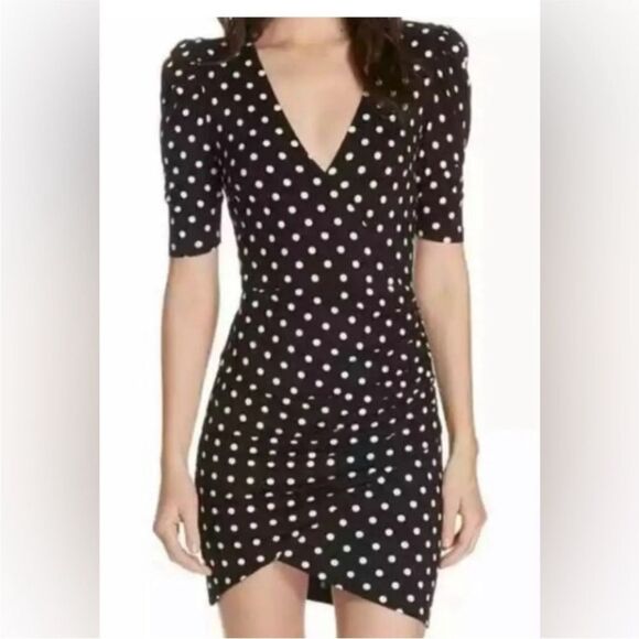 Alice+ Olivia Elegant Black Polka Dot Dress, US0 - Picture 2 of 10